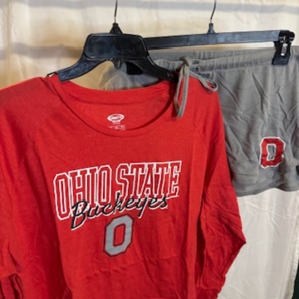 Ohio State Buckeyes Pajama Set – Red Top & Gray Shorts – Size XL